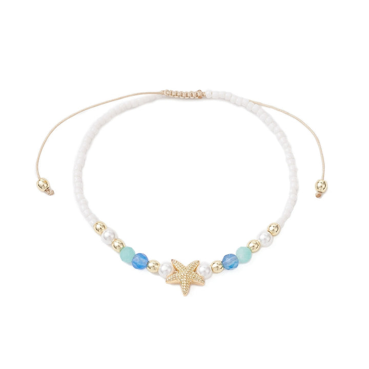 Starfish &amp; Shell Pearl Beaded Bracelet