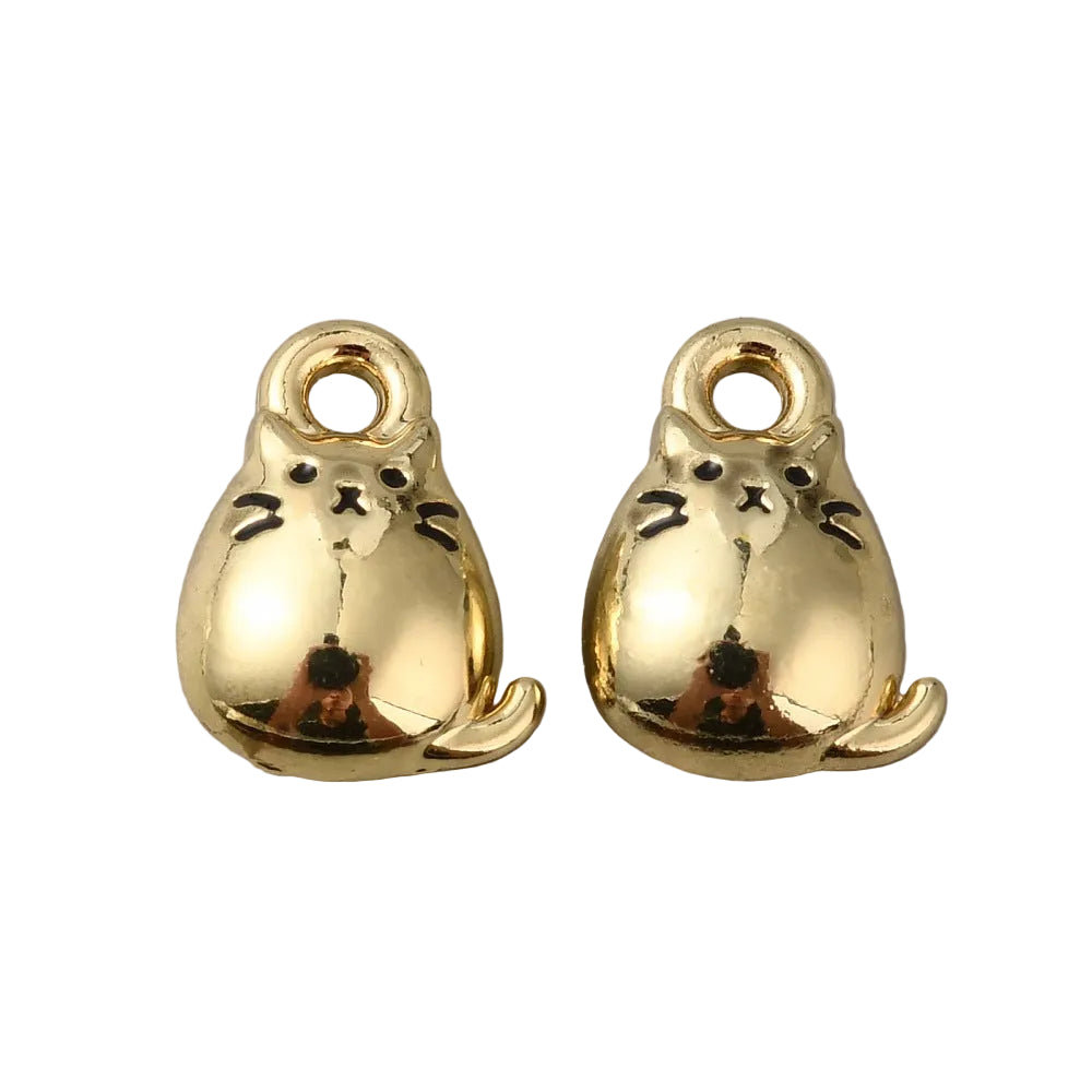 3D Gold Cat Charm