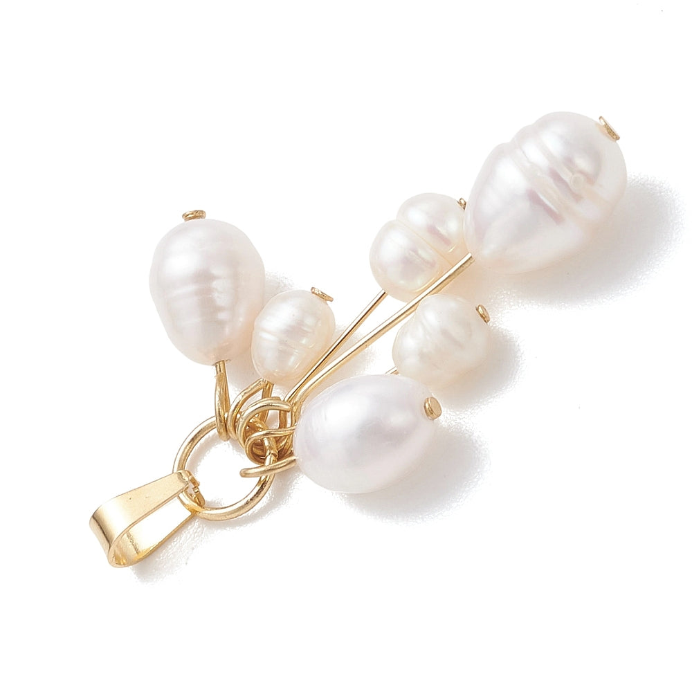 Gold Freshwater Pearl Tassel Charm