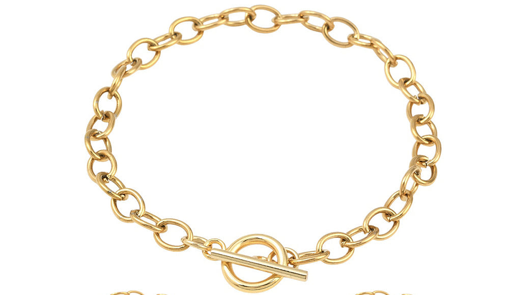 Toggle Clasp Stainless Steel Charm Bracelet