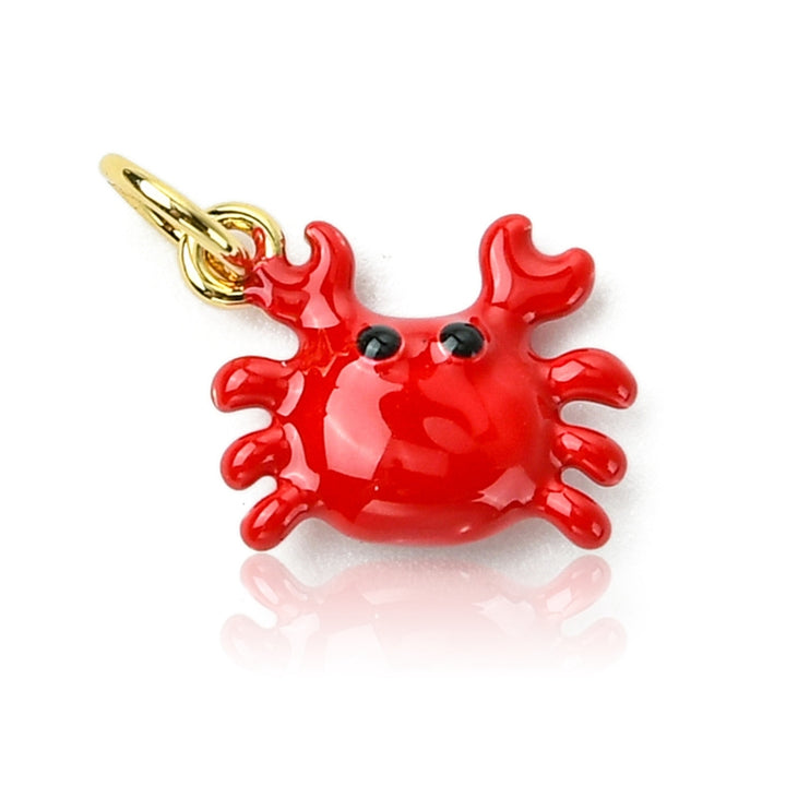 Gold Mini Red Crab Enamel Charm