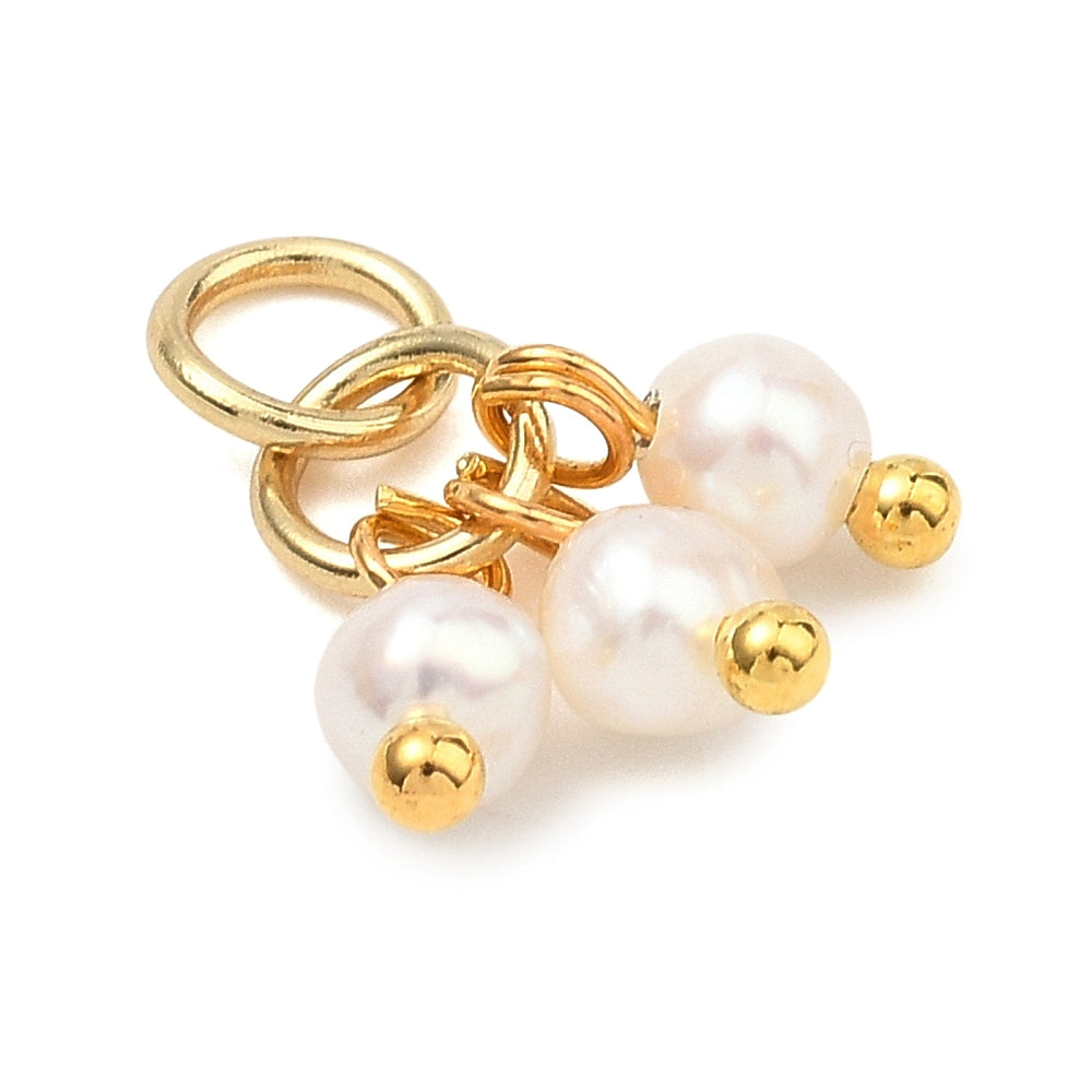 Gold Creamy White Mini Pearl Tassel Charm