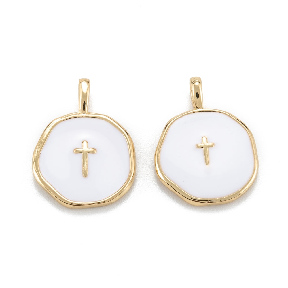 White Enamel Cross Pendant