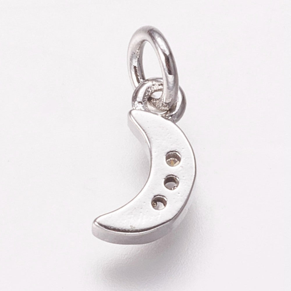 Sparkly Silver Mini Moon Charm