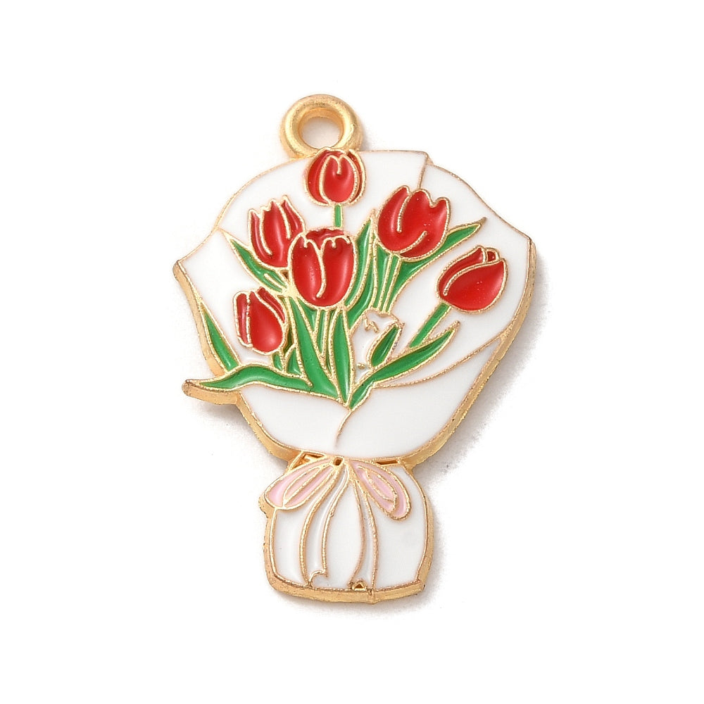 Red Tulip Bouquet Charm