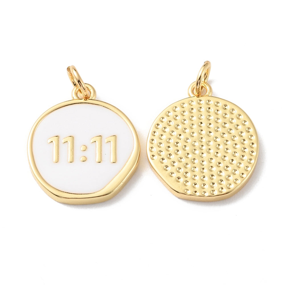 18K Gold Plated 11:11 White Enamel Charm
