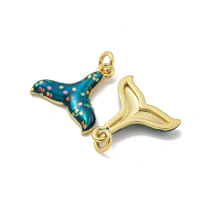 Gold &amp; Teal Sparkle Mermaid Tail Charm