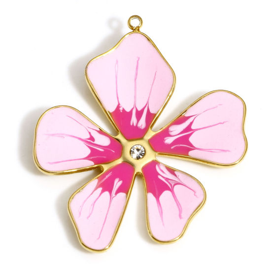 Gold Plated Large Pink Cherry Blossom Flower Charm