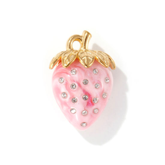 Rhinestone Strawberry Charm
