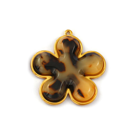 Anti-Tarnish Tortoiseshell Flower Charm