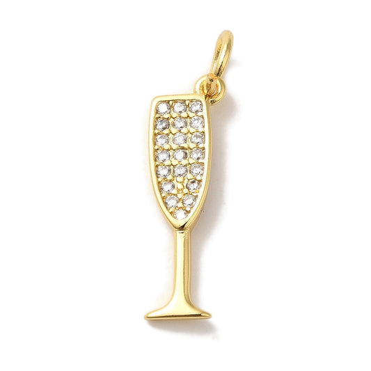 Gold Sparkly Champagne Flute Charm