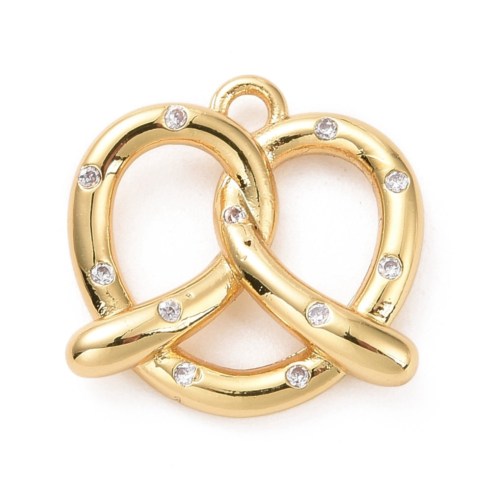 Gold Pretzel Charm with Sparkles