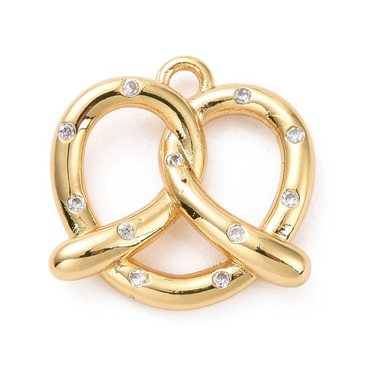 Gold Pretzel Charm with Sparkles