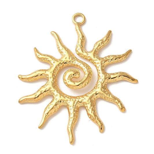 Large Gold Spiral Sun Charm