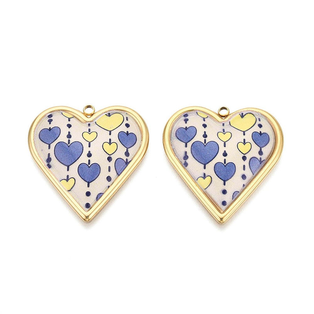 Blue &amp; Yellow Heart Charm