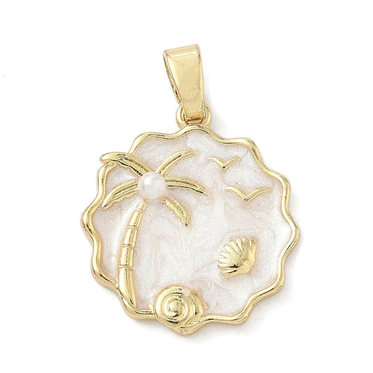 White Pendant with Gold Coastal Accents
