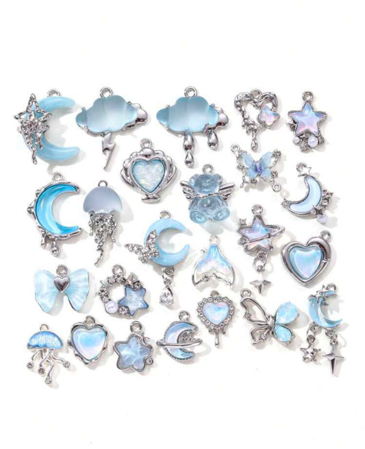 Starry Night Silver and Blue Charm
