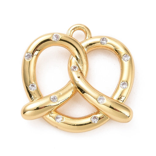 Gold Pretzel Charm with Sparkles