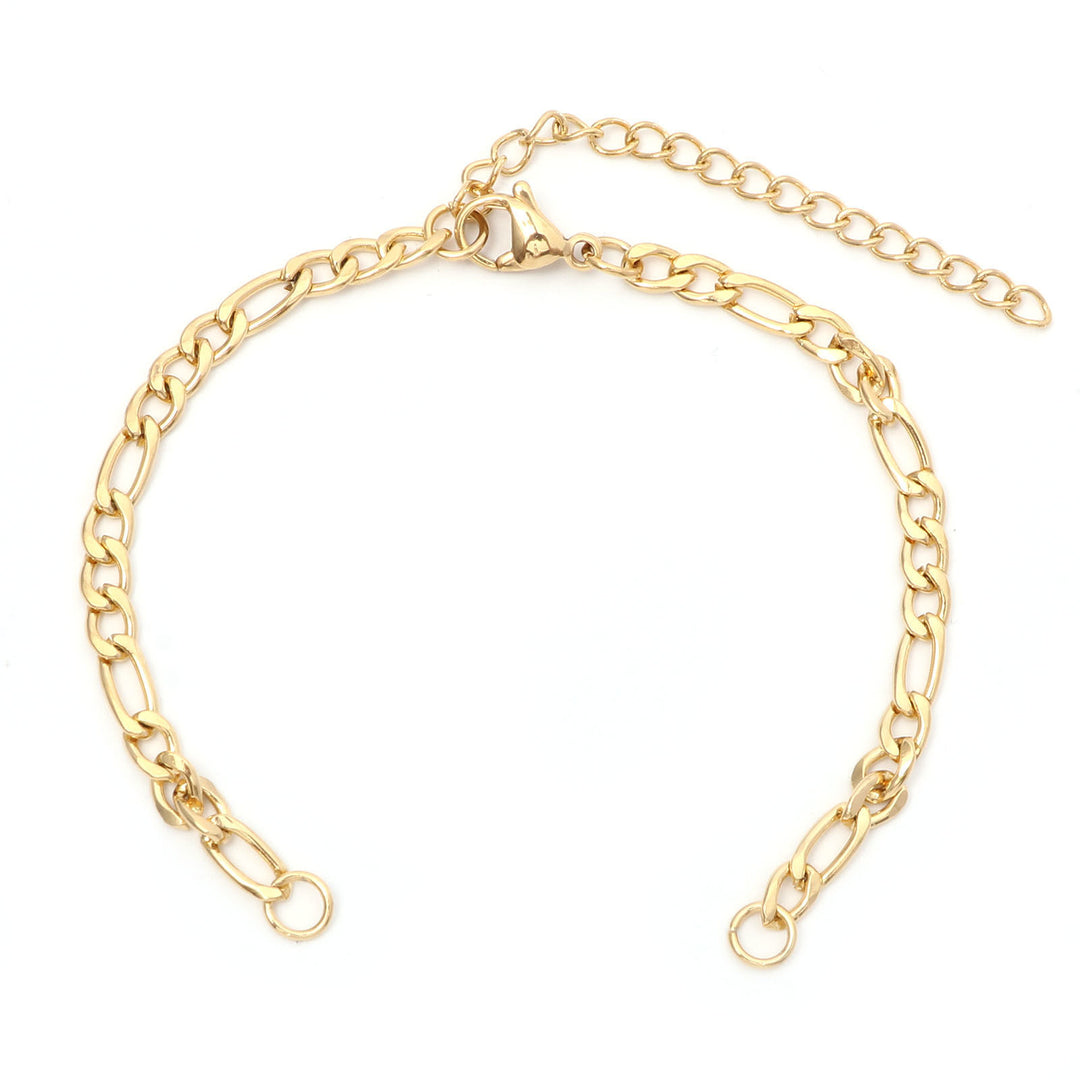 Gold chain bracelet on a white background