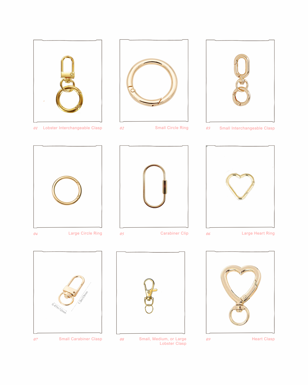 Bag Charm Clasps, Rings, &amp; Clips
