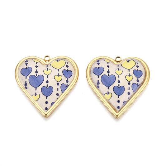 Blue & Yellow Heart Charm