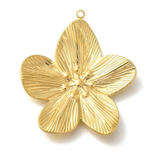 Large Textured Gold Flower Charm