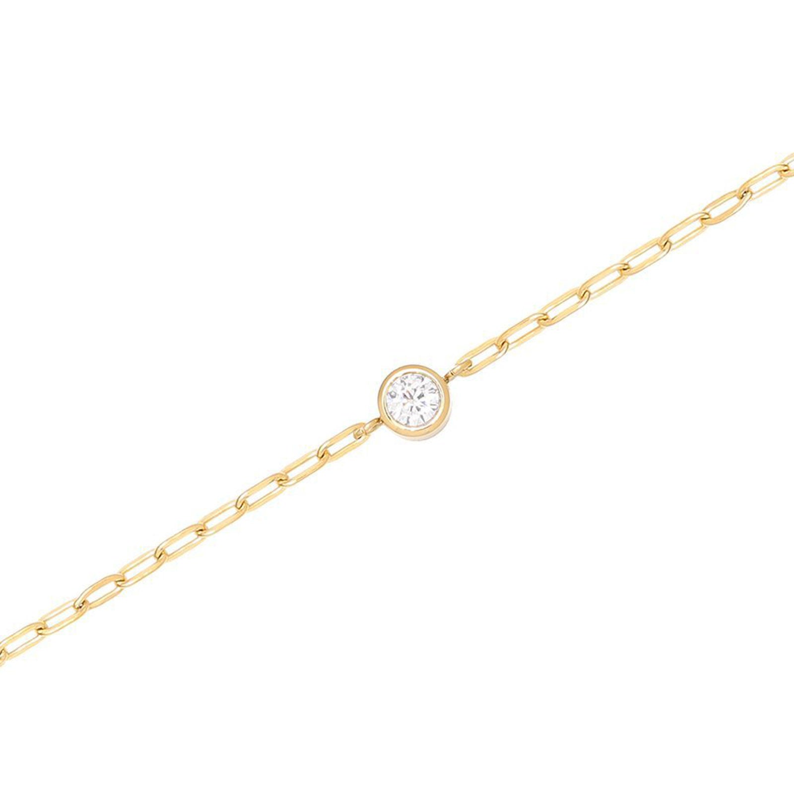 18K Real Gold Plated Cable Chain with Cubic Zirconia Charm