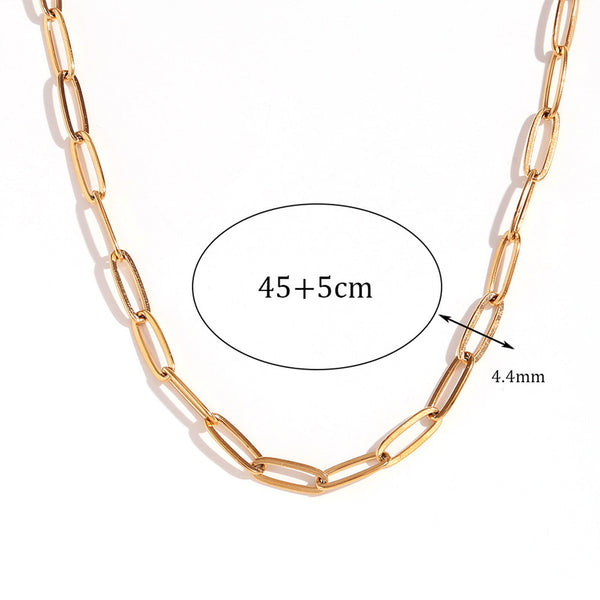 18k Gold Plated Paperclip Link Charm Necklace