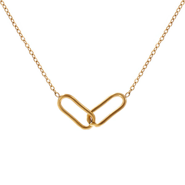 18K Gold-Plated Oval Pendant/Charm Holder Necklace