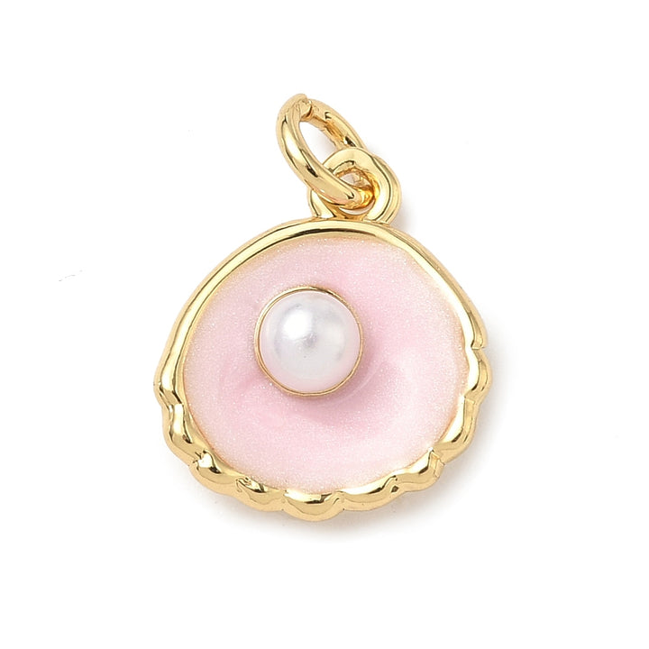 Gold Clamshell &amp; Pearl Charm