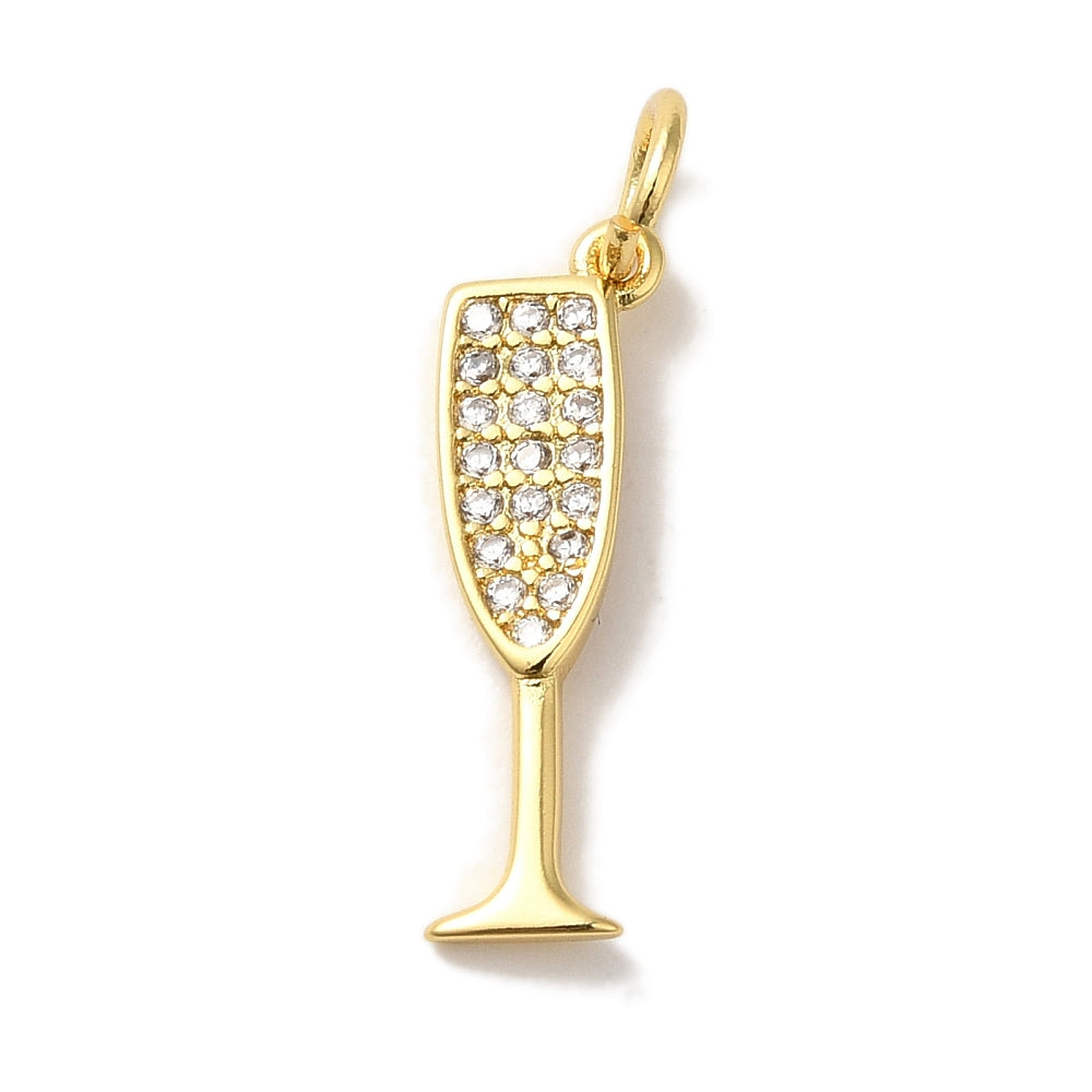 Gold Pavé Champagne Glass Charm