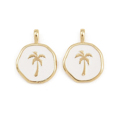 Gold & White Coconut Tree Enamel Charm