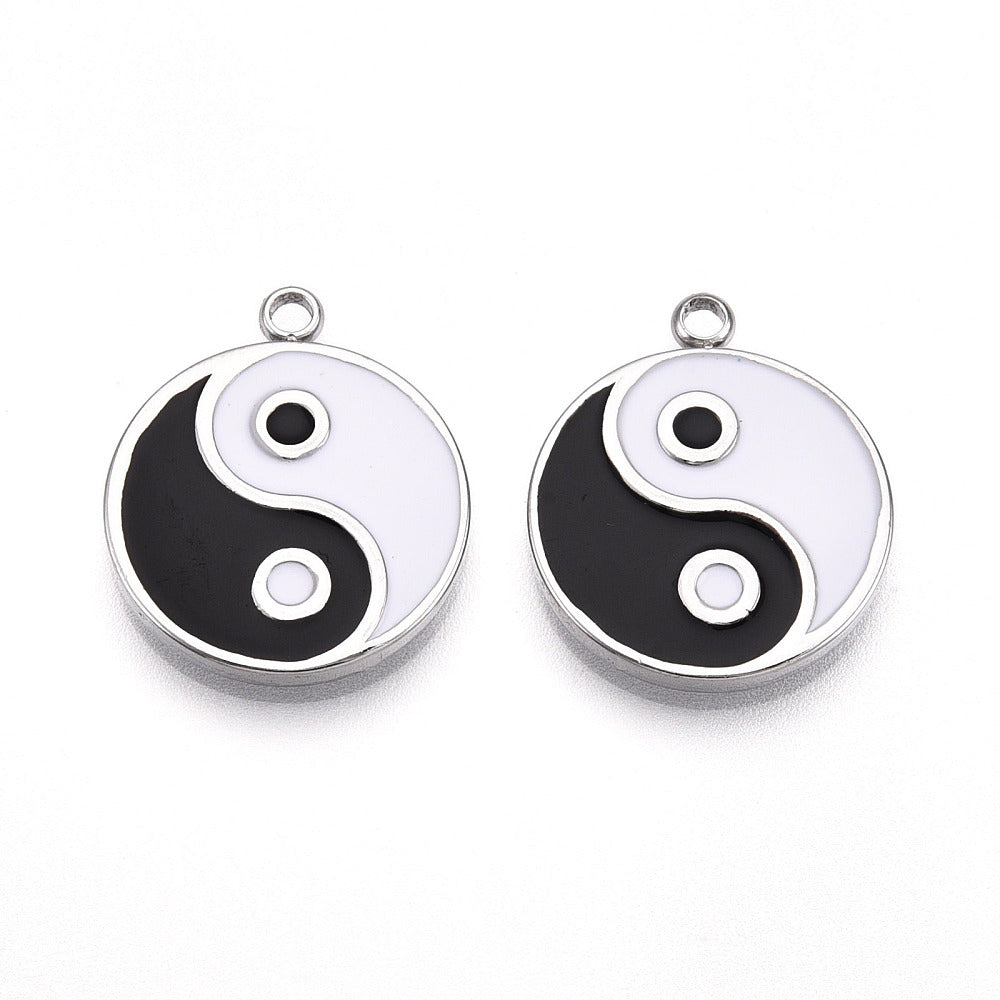 Silver Yin Yang Enamel Charm