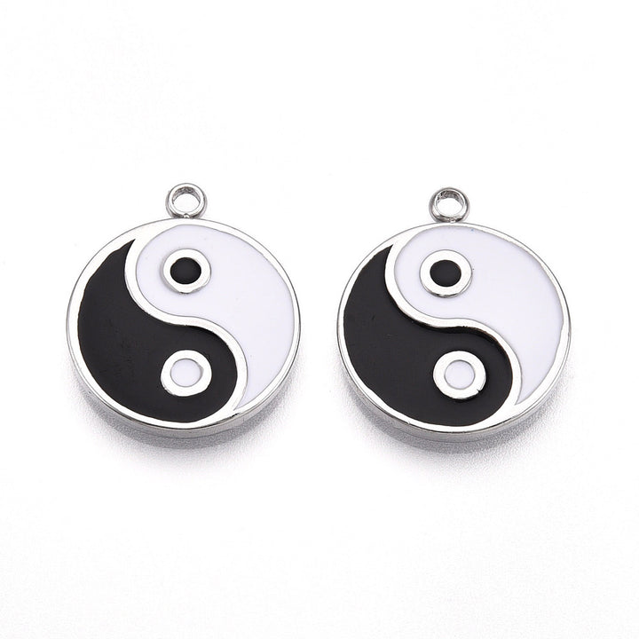 Silver Yin Yang Enamel Charm
