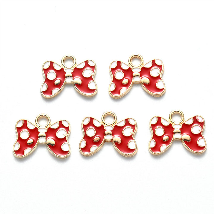 Red with White Polka Dot Bow Charm