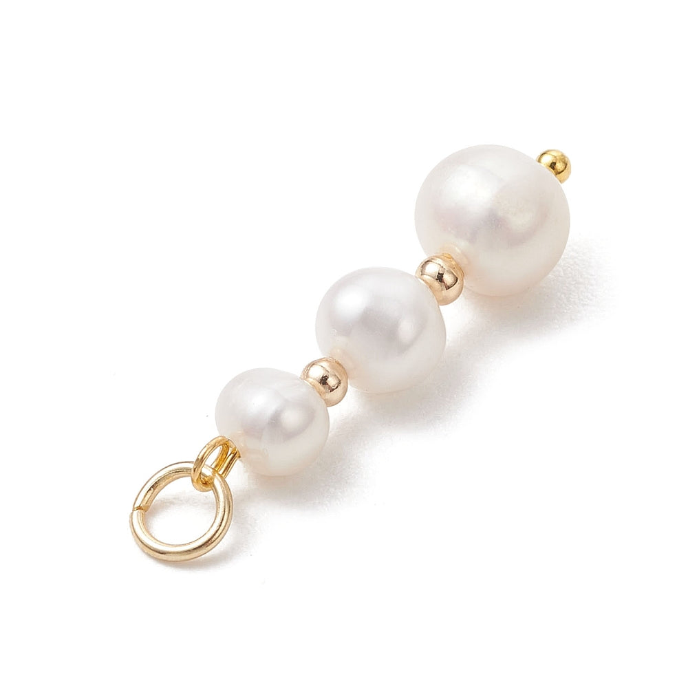 Gold Creamy White Freshwater Pearl Charm