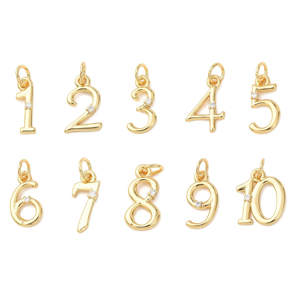 Gold Pavé Number Charm