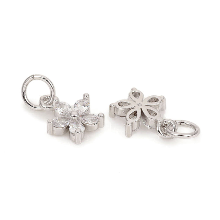 Silver Mini Pavé Flower Charm