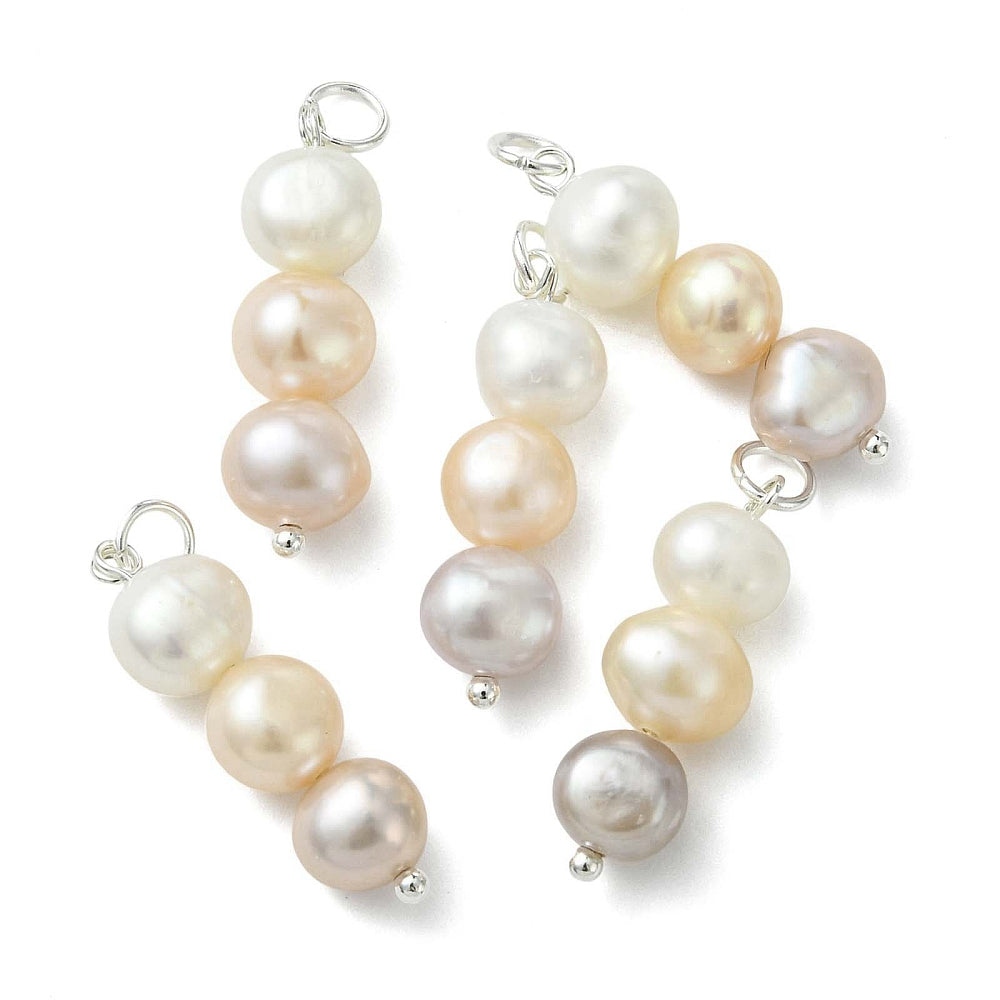Silver Colorful Freshwater Pearl Beaded Charm
