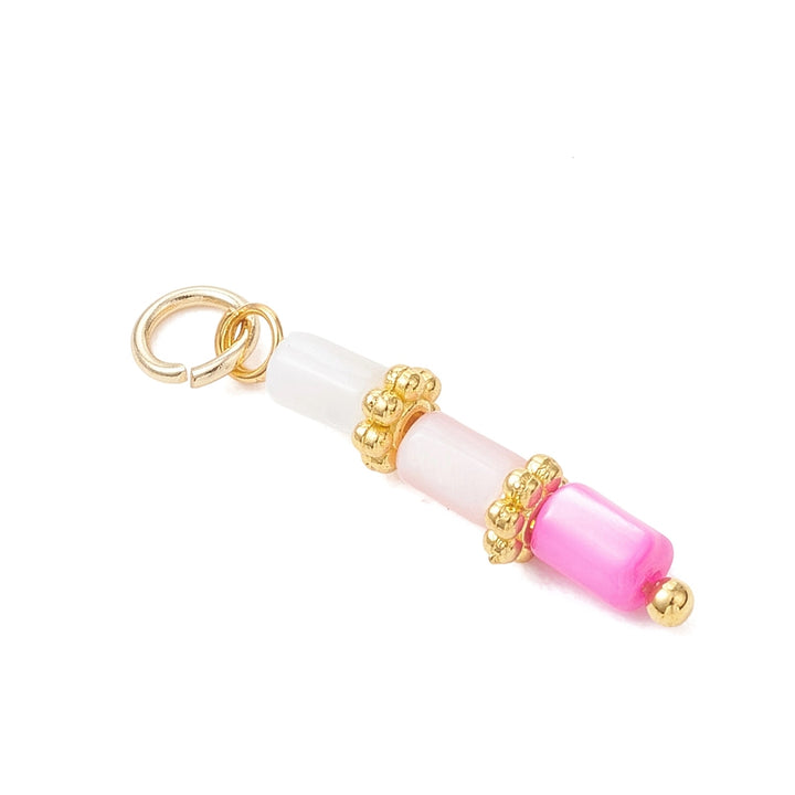 Gold Pearl Pink Shell Column Charm