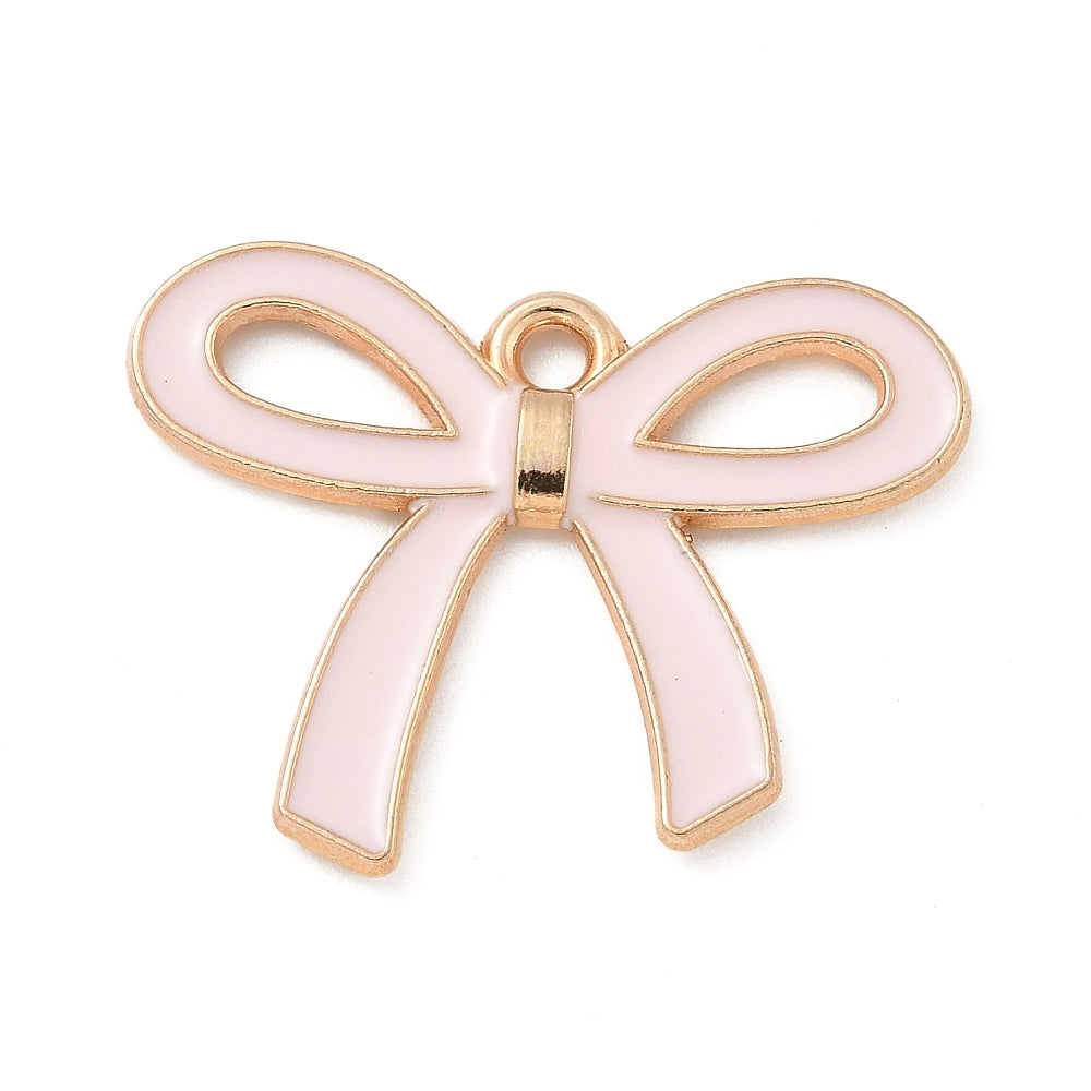 Pink/White Bow Enamel Charm