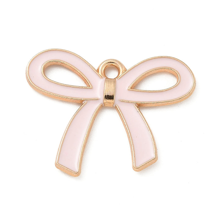 Pink/White Bow Enamel Charm