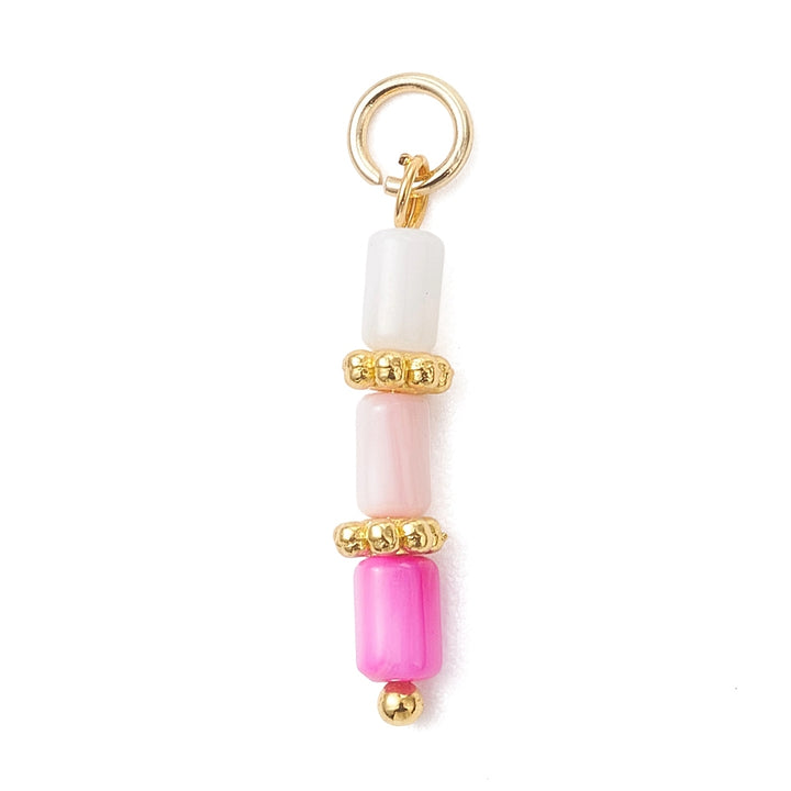 Gold Pearl Pink Shell Column Charm