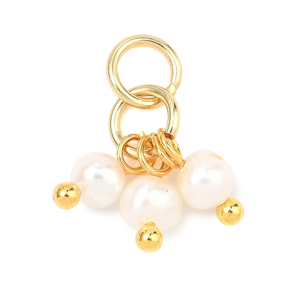 Gold Creamy White Mini Pearl Tassel Charm