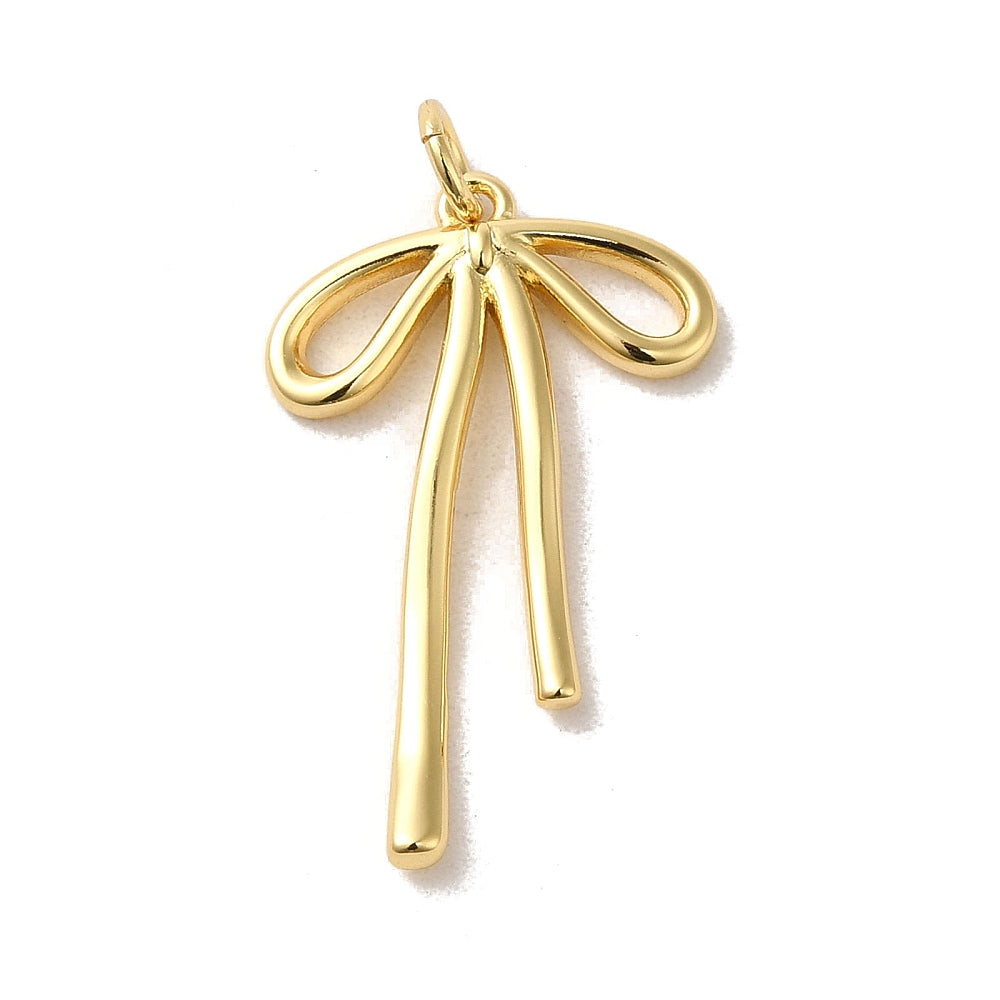 Gold Long Dangle Bow Charm