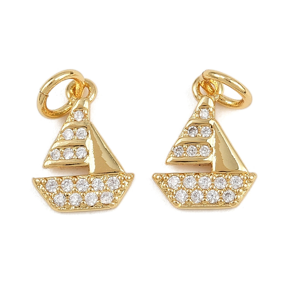 Mini Gold Pavé Boat Charm