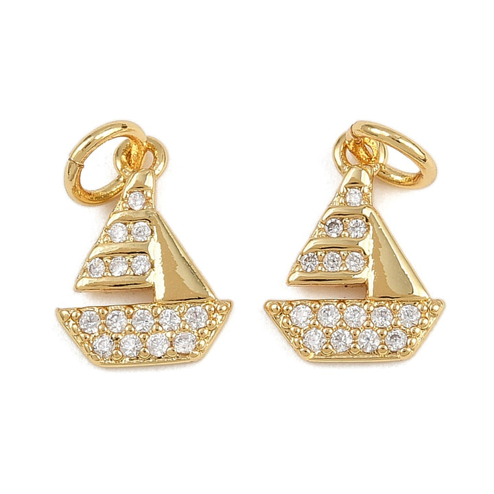 Mini Gold Pavé Boat Charm