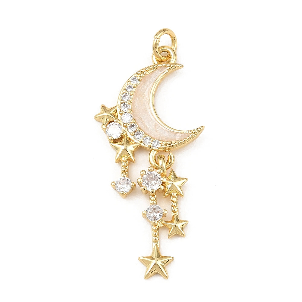 Gold Moon &amp; Dangling Star Pavé Charm