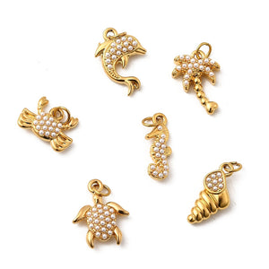 18K Gold Plated Ocean Pearl Charm
