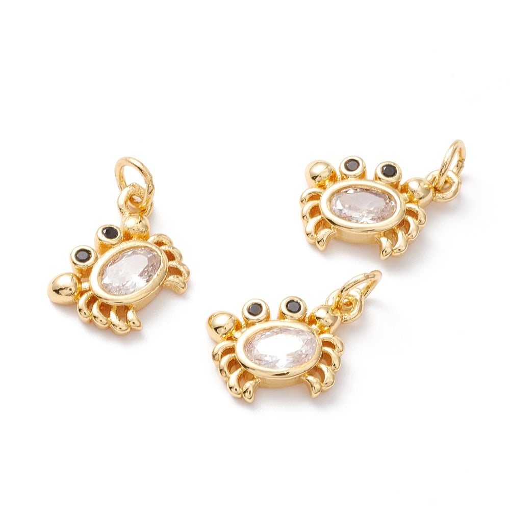 Gold Mini Crystal Crab Charm